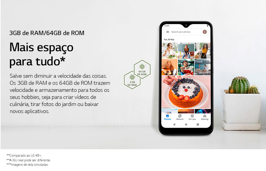 Smartphone LG K22+ 64GB 3GB RAM Tela 6.2 Câmera Dupla Traseira 13MP + 2MP Frontal 5MP Bateria de 3000mAh Titan